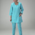 فیروزه ای - تونیک شلوار یقه دلبری ITKA502 | ایطب
