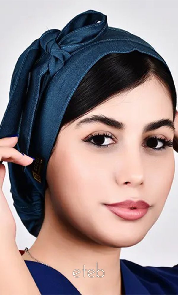 کلاه گره ای حجاب سبز جین ICV211