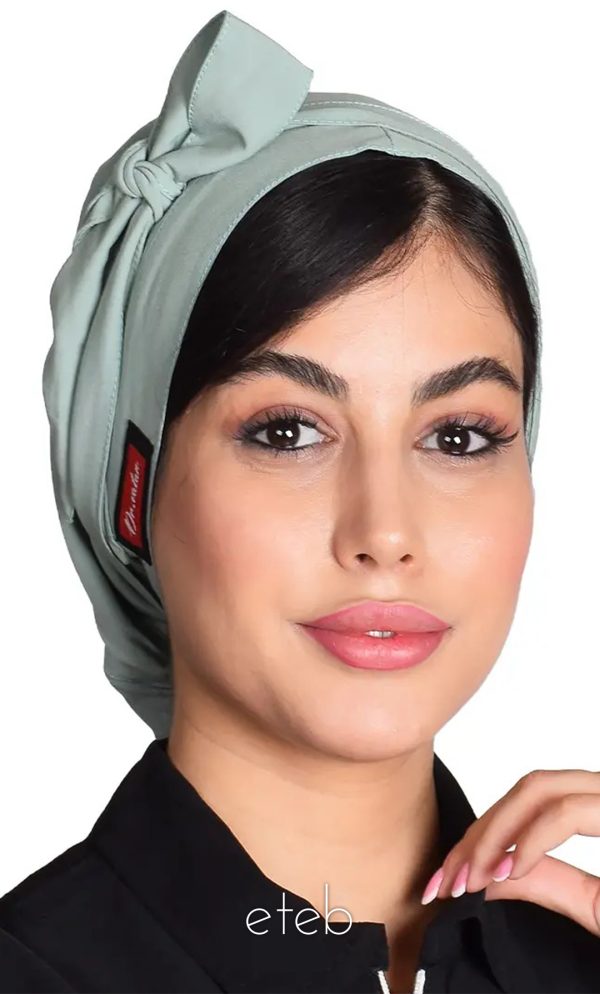 کلاه گره ای حجاب سبز پاستیلی ICV224