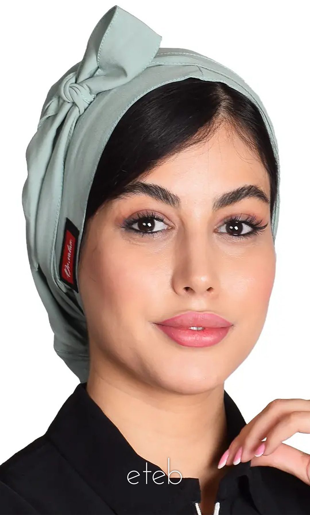 کلاه گره ای حجاب سبز پاستیلی ICV224 | ایطب