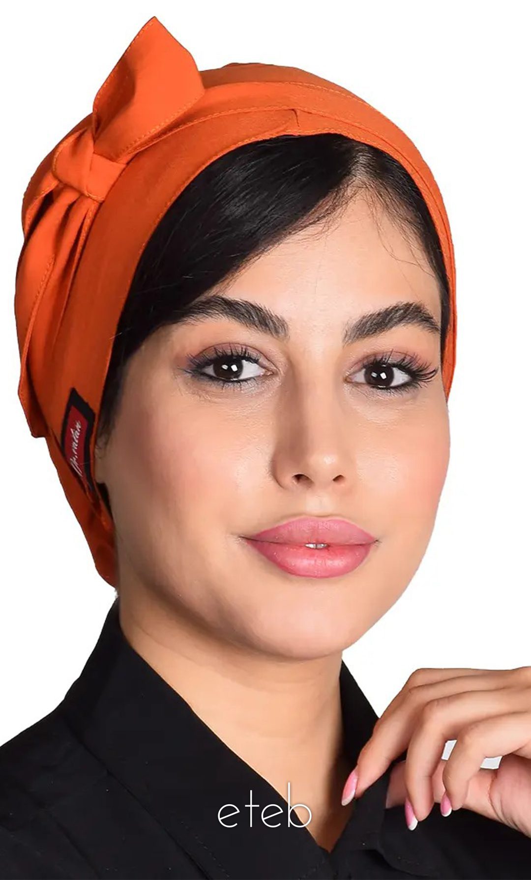 کلاه گره ای حجاب نارنجی ICV227| ایطب