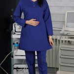 تونیک شلوار بدون یقه سیزگی آبی کاربنی ITV204 | ایطب