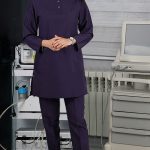 تونیک شلوار بدون یقه سیزگی بادمجونی ITV210 | ایطب