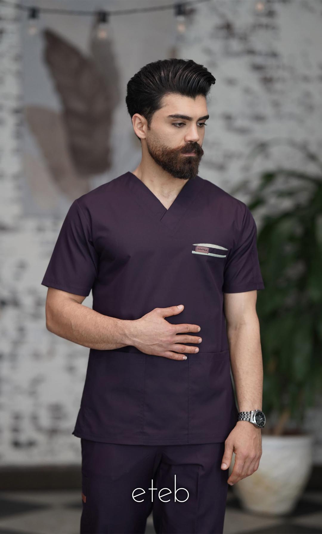 اسکراب یونیسکس یقه هفت بادمجونی اورا ISOR107