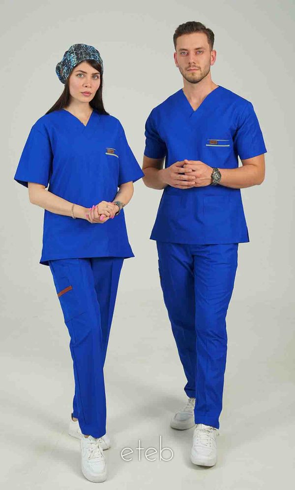 اسکراب یونیسکس یقه هفت آبی کاربنی اورا ISOR110