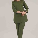 تونیک شلوار آستین سه ربع پرشیا سبز خلبانی اورا| ایطب