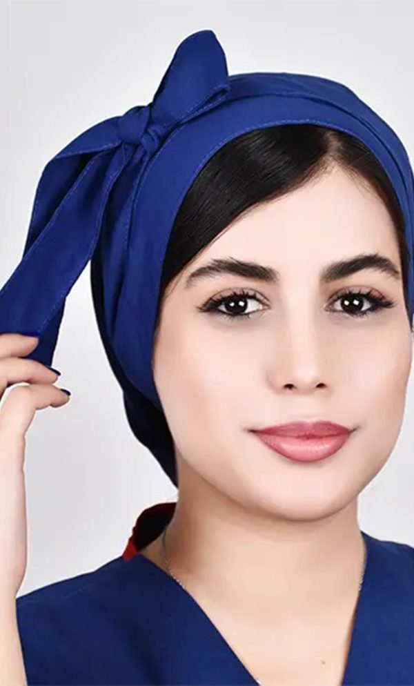 کلاه گره ای حجاب آبی کاربنی ICV202