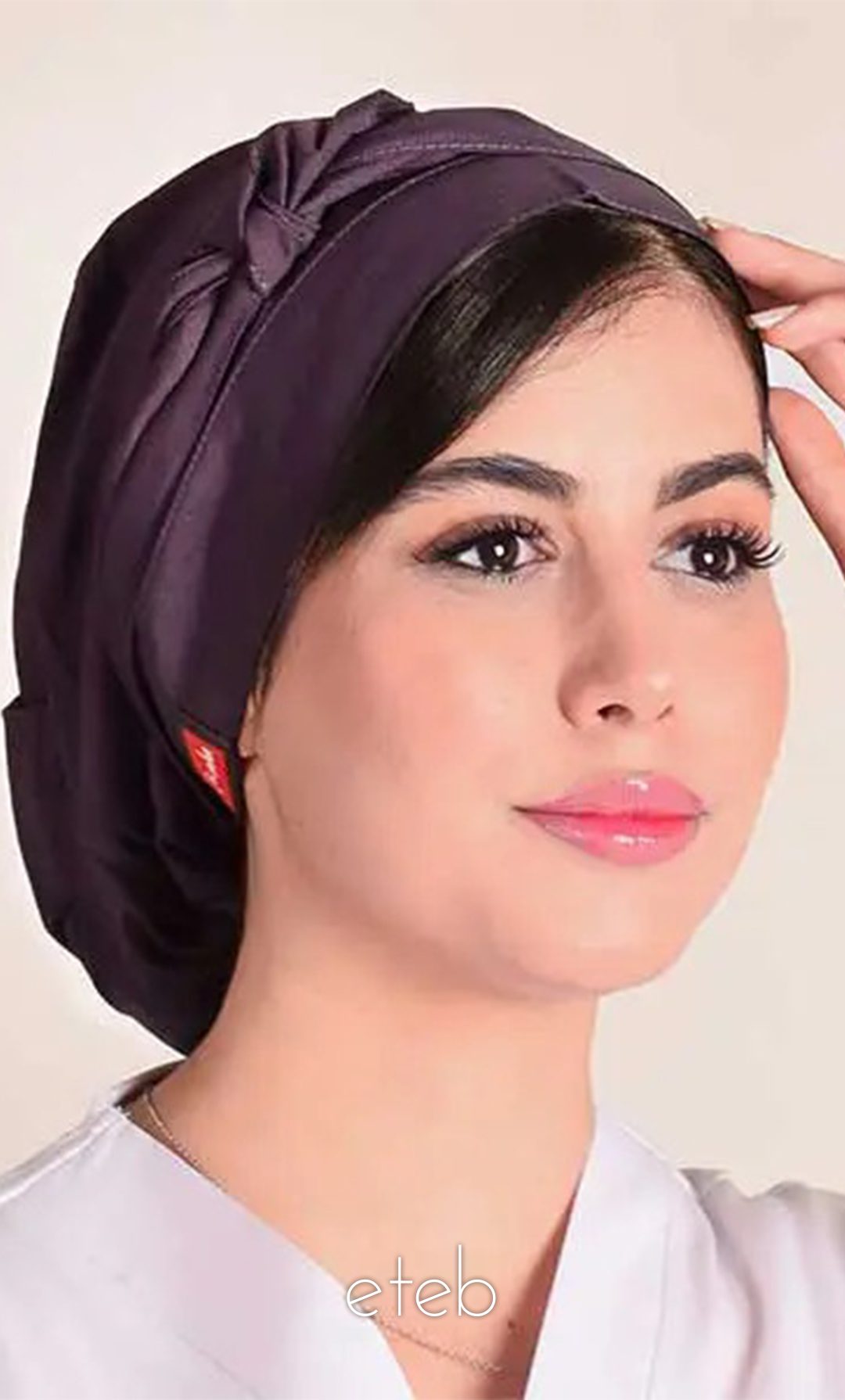 کلاه گره ای حجاب بادمجونى ICV204| ایطب