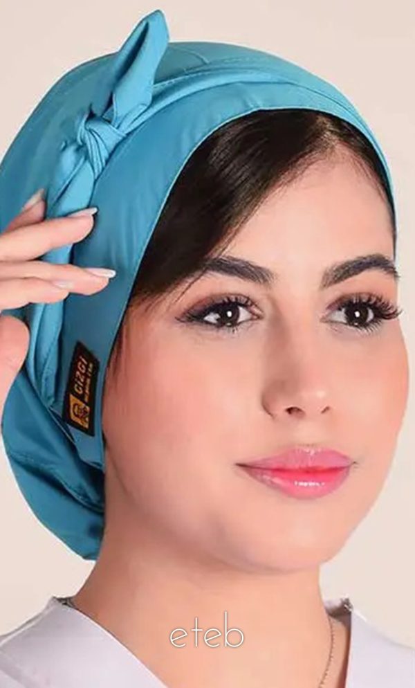 کلاه گره ای حجاب سبز آبى ICV208