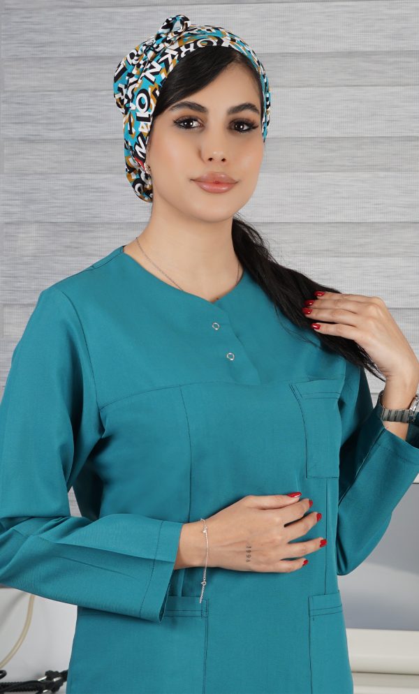 تونیک شلوار بدون یقه سیزگی  سبز کله غازی ITV207
